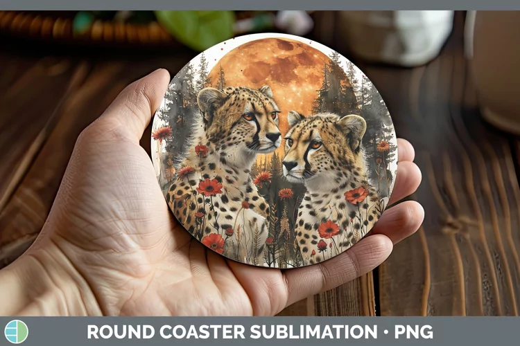 Autumn Cheetah Round Coaster Sublimation Coaster Designs