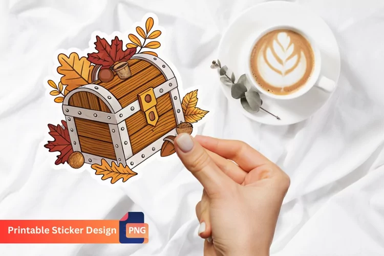 Autumn Chest Sticker, Harvest Sticker Art, Leaves Sticker