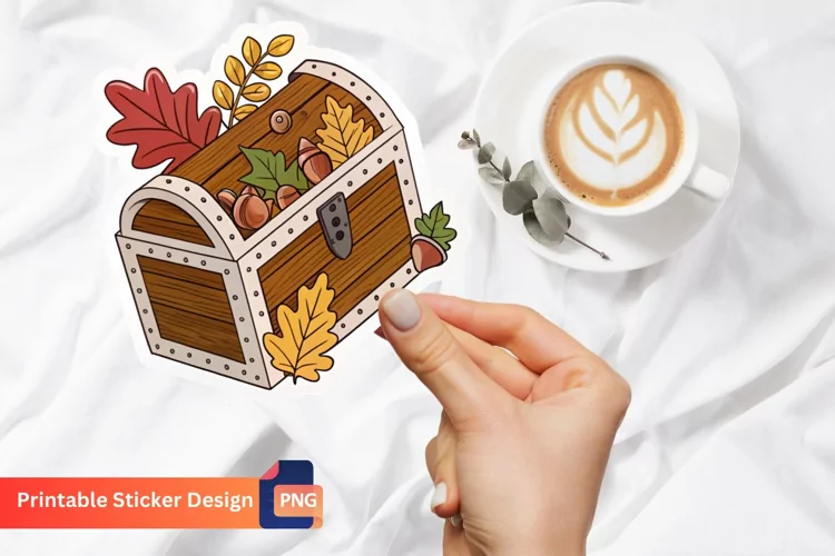 Autumn Chest Sticker, Harvest Sticker Art, Leaves Sticker