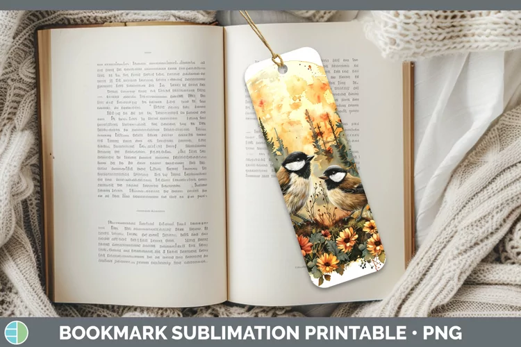 Autumn Chickadee Bookmark Sublimation Printable Designs