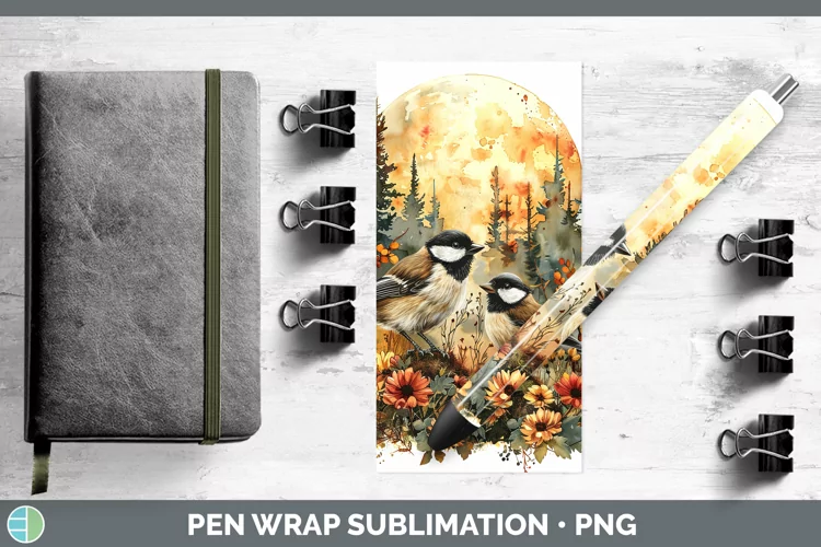 Autumn Chickadee Pen Wrap Sublimation Epoxy Pen Designs