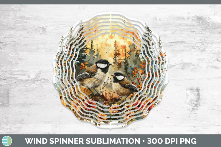 Autumn Chickadee Wind Spinner Sublimation Spinner Designs