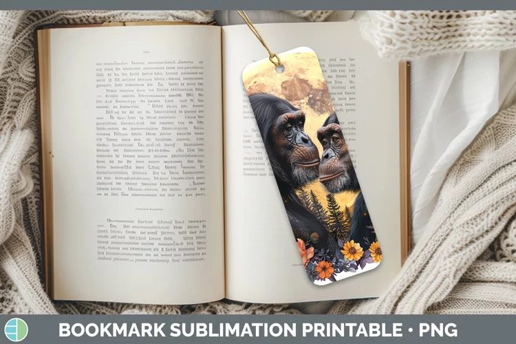 Autumn Chimpanzee Bookmark Sublimation Printable Designs