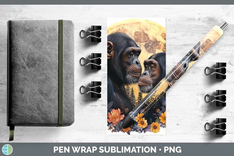 Autumn Chimpanzee Pen Wrap Sublimation Epoxy Pen Designs