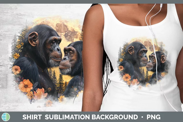Autumn Chimpanzee Shirt Sublimation Sublimation Background D