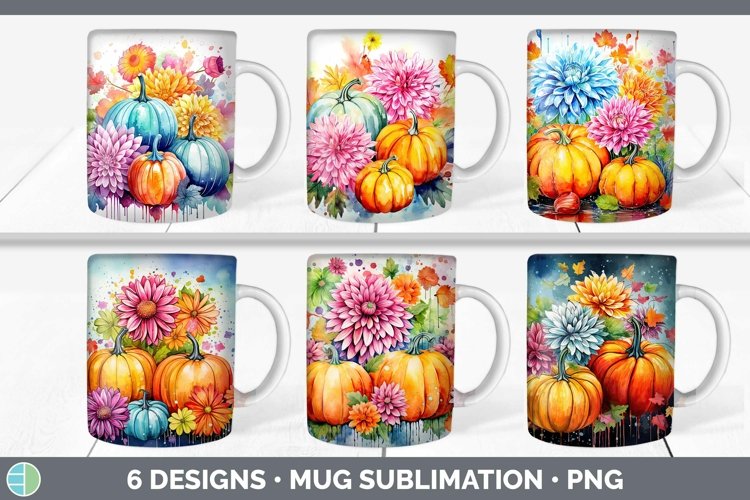 Autumn Chrysanthemums Mug Wrap | Bundle Coffee Cup Designs