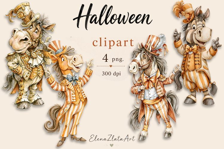 Halloween Horse Clipart PNG | Vintage Horse Characters