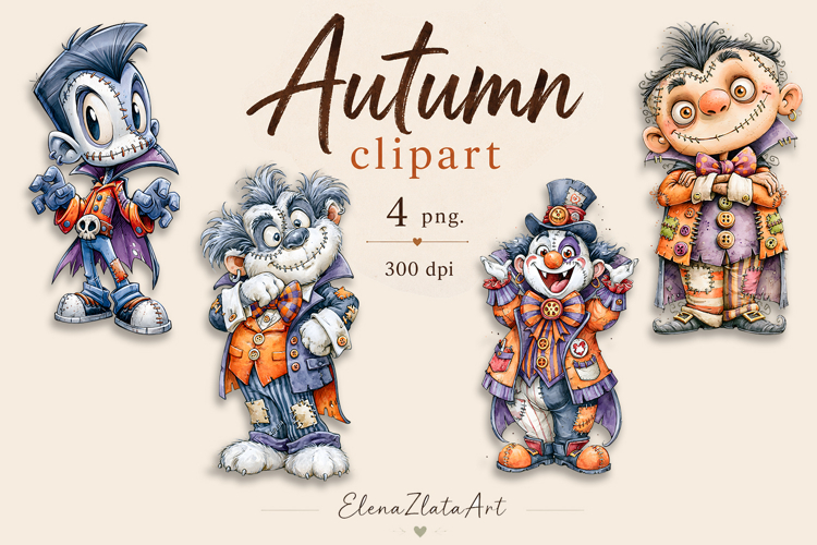 Halloween Doll Clipart PNG | Cute Patchwork Halloween