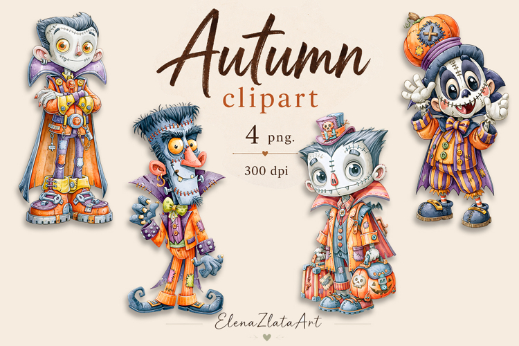 Halloween Doll Clipart PNG | Cute Patchwork Halloween