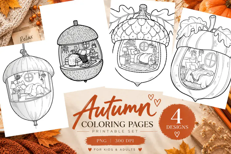 Autumn Coloring Pages | Cute Fall Printable Coloring Pages