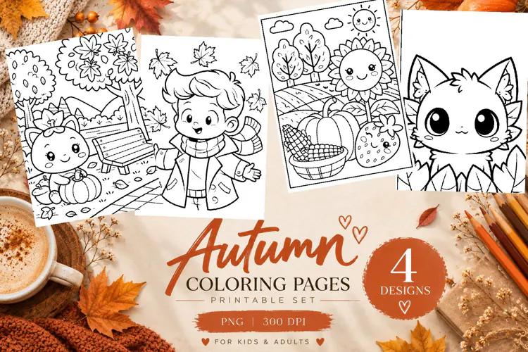 Autumn Coloring Pages | Cute Fall Printable Coloring Pages