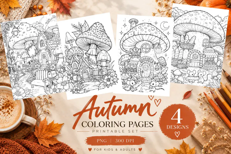 Autumn Coloring Pages | Cute Fall Printable Coloring Pages