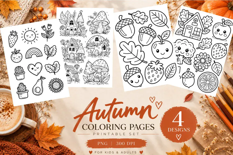 Autumn Coloring Pages | Cute Fall Printable Coloring Pages