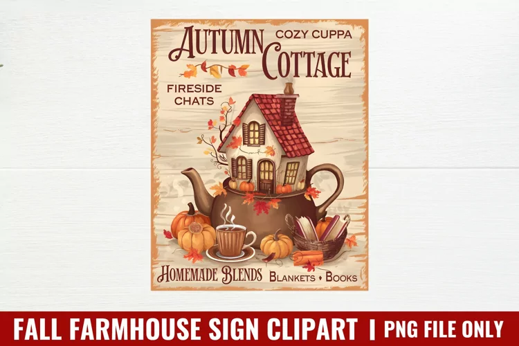 Fall Farmhouse Sign Clipart PNG
