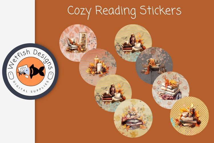 Autumn Fall Cozy Reading Stickers example image 1