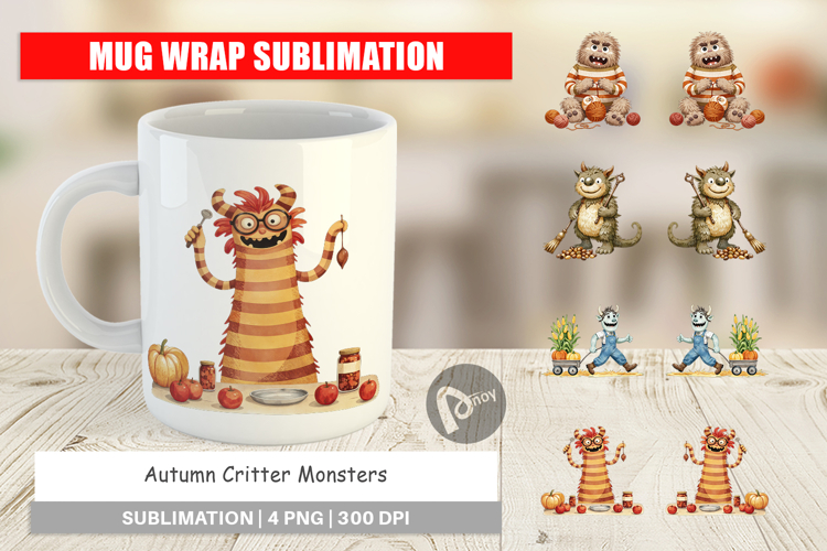 Mug Wrap Autumn Critter Monsters