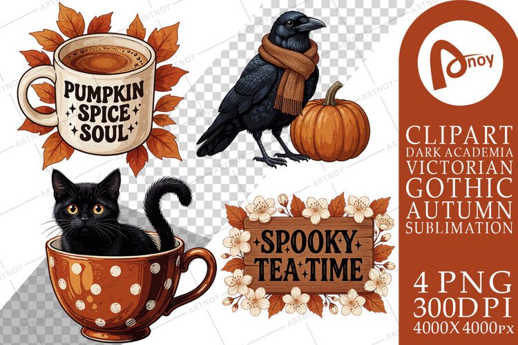 Autumn Crow Spooky Tea Sublimation example image 1