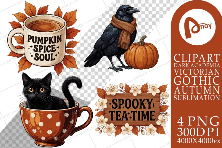Autumn Crow Spooky Tea Sublimation