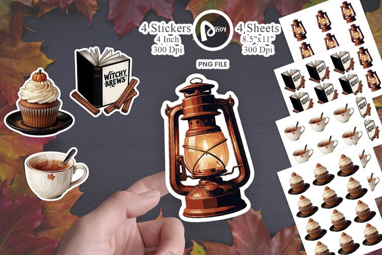 Autumn Crow Spooky Tea Party Sticker example image 1