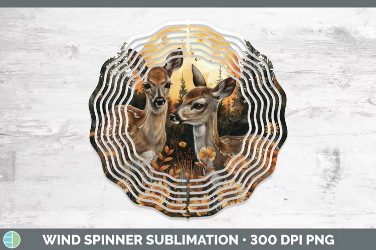 Autumn Deer Wind Spinner Sublimation Spinner Designs