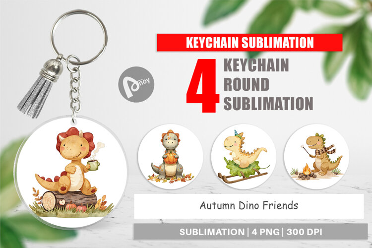 Keychain Autumn Dino Friends example image 1