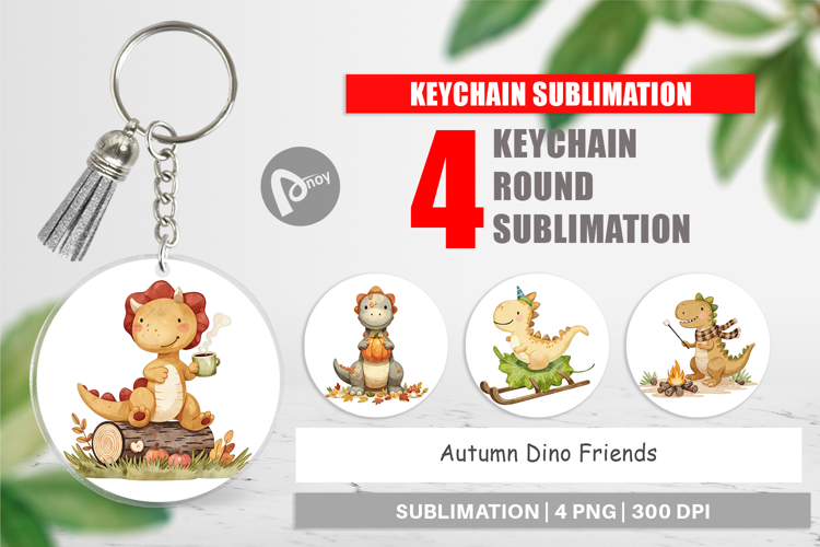 Keychain Autumn Dino Friends