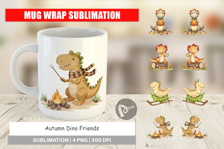 Mug Wrap Autumn Dino Friends