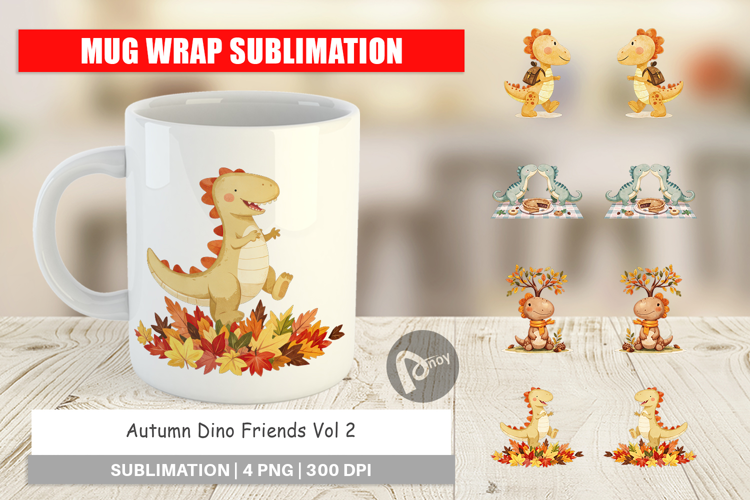 Mug Wrap Autumn Dino Friends