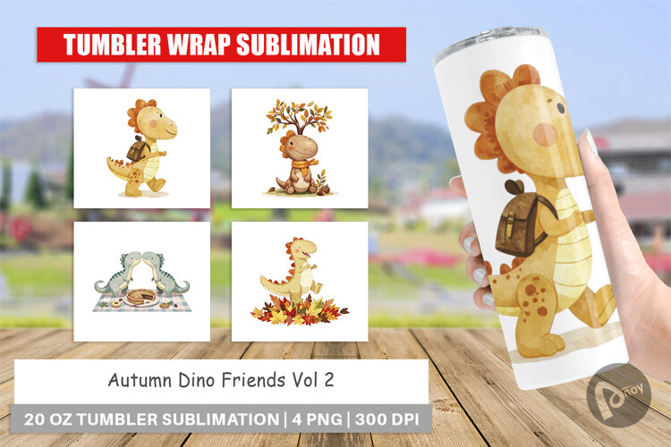 Tumbler Autumn Dino Friends example image 1