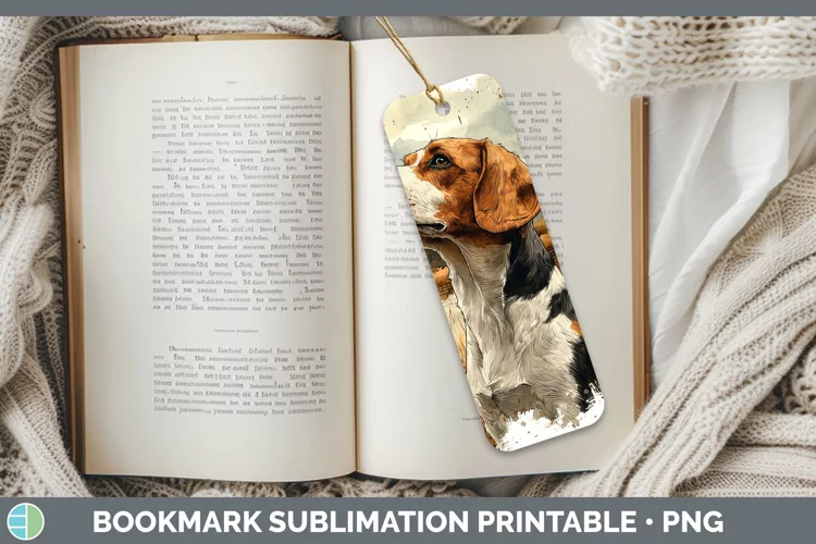 Autumn Dogs Beagle Bookmark Sublimation Printable Designs