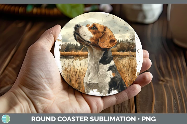 Autumn Dogs Beagle Round Coaster Sublimation Coaster Designs