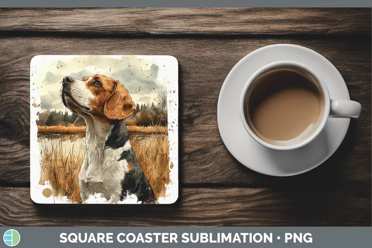 Autumn Dogs Beagle Square Coaster Sublimation Coaster Design