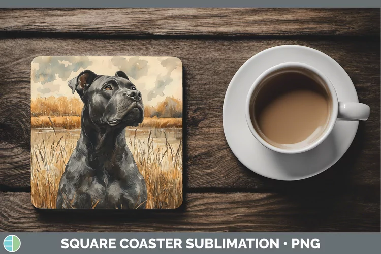 Autumn Dogs Cane Corso Square Coaster Sublimation Coaster De