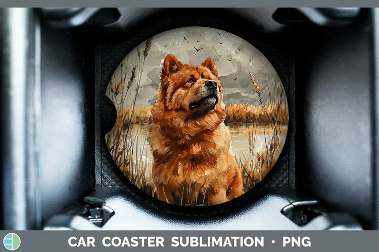 Autumn Dogs Chow Chow Car Coaster Sublimation Coaster Design