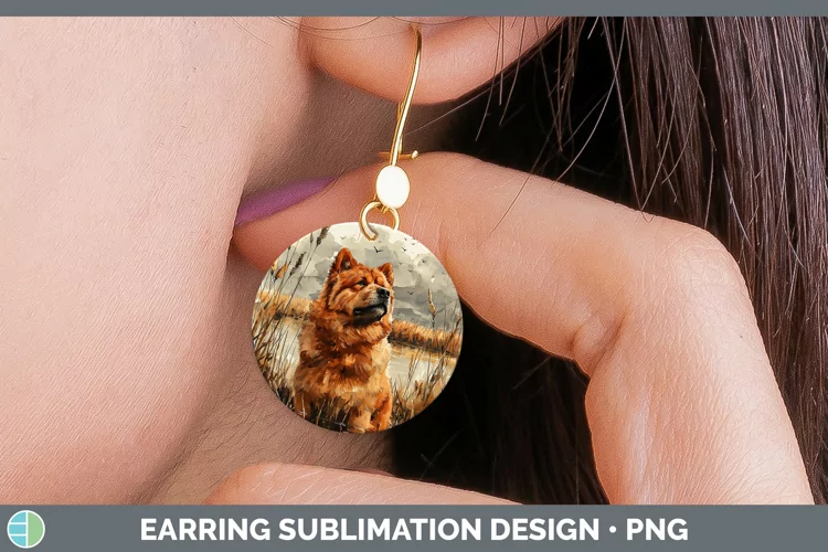 Autumn Dogs Chow Chow Round Earrings Sublimation Earrings De
