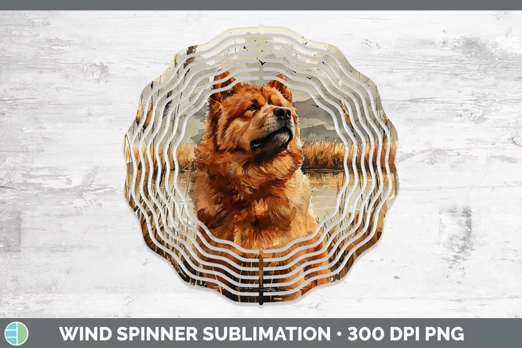 Autumn Dogs Chow Chow Wind Spinner Sublimation Spinner Desig