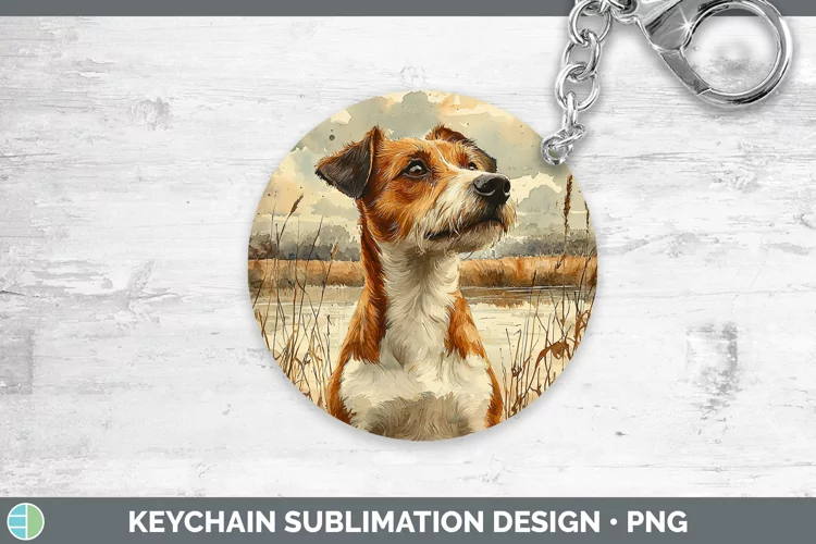 Autumn Dogs Fox Terrier Dog Keychain Sublimation Keyring Des