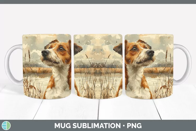 Autumn Dogs Fox Terrier Dog Mug Wrap Sublimation Coffee Cup