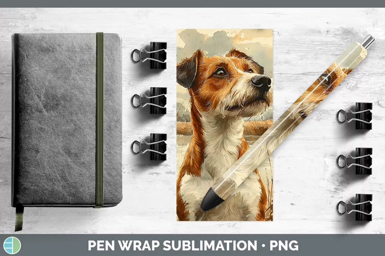 Autumn Dogs Fox Terrier Dog Pen Wrap Sublimation Epoxy Pen D