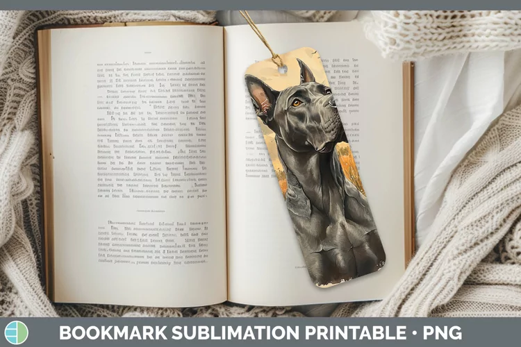 Autumn Dogs Great Dane Bookmark Sublimation Printable Design
