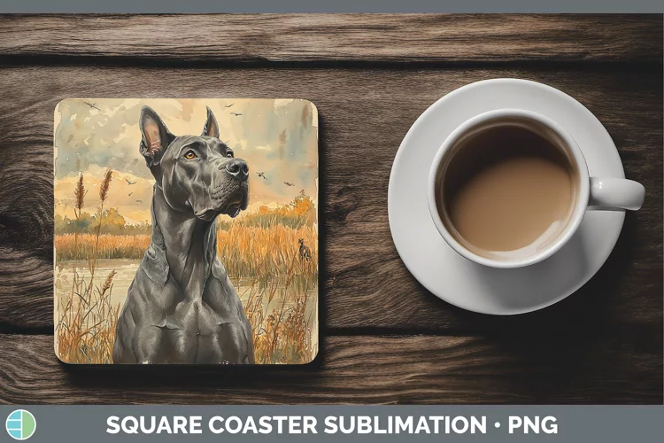 Autumn Dogs Great Dane Square Coaster Sublimation Coaster De