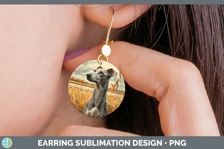 Autumn Dogs Greyhound Round Earrings Sublimation Earrings De