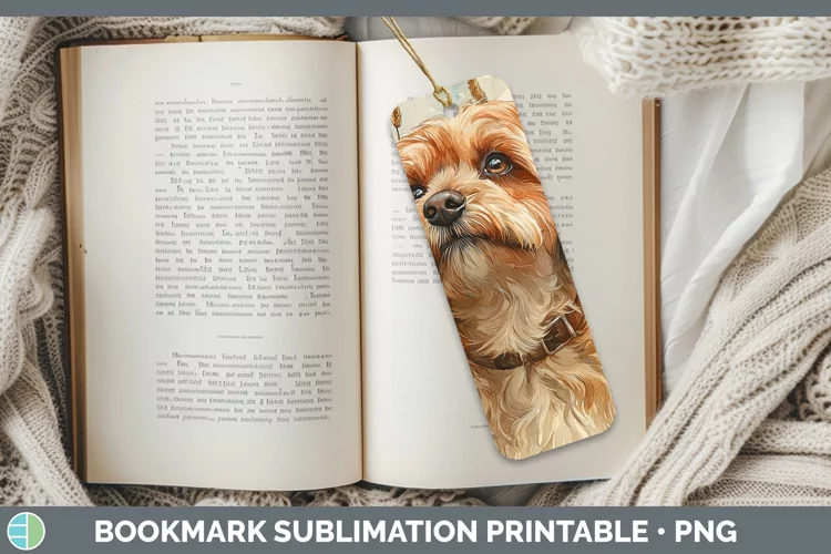 Autumn Dogs Lhasa Apso Bookmark Sublimation Printable Design