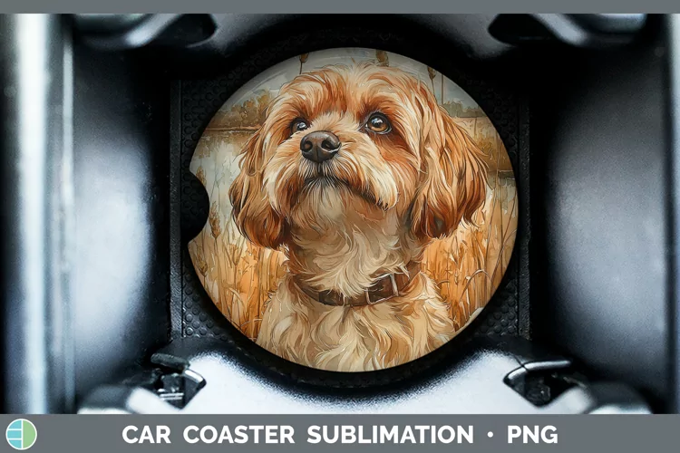 Autumn Dogs Lhasa Apso Car Coaster Sublimation Coaster Desig