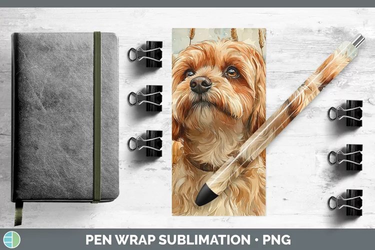 Autumn Dogs Lhasa Apso Pen Wrap Sublimation Epoxy Pen Design