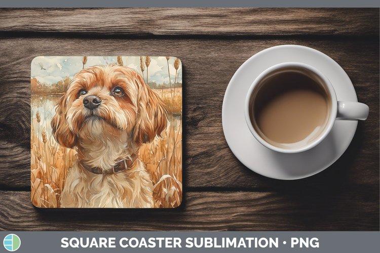 GorgeousAutumn Dogs Square Coaster design.