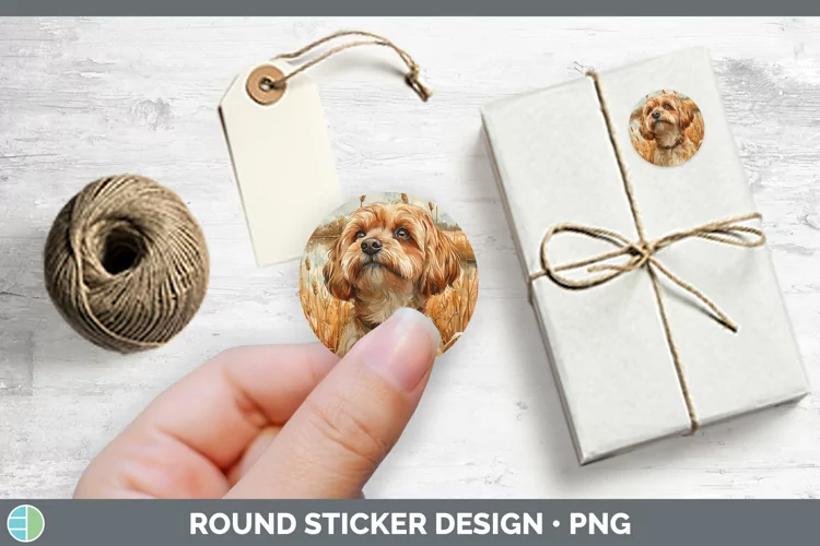 Autumn Dogs Lhasa Apso Stickers | Round Labels Designs