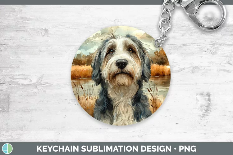 Autumn Dogs Old English Sheepdog Keychain Sublimation Keyrin