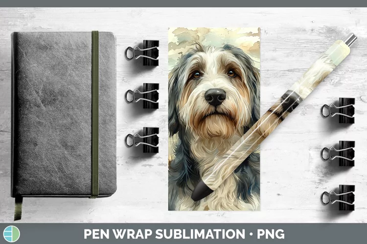 Autumn Dogs Old English Sheepdog Pen Wrap Sublimation Epoxy