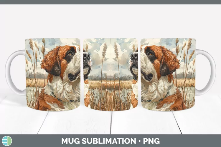 Autumn Dogs Saint Bernard Mug Wrap Sublimation Coffee Cup De